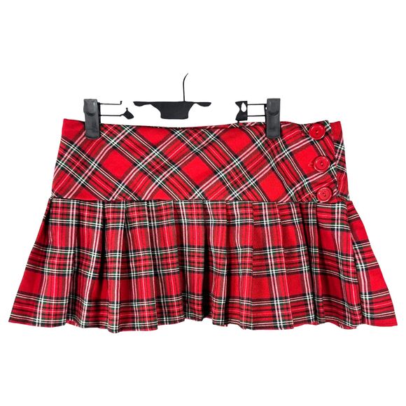 Street Code Vintage Micro Mini School Girl Red Plaid Skirt Size 7 - Picture 1 of 5